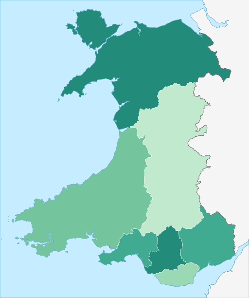 A map of Wales and Welsh Health Boards